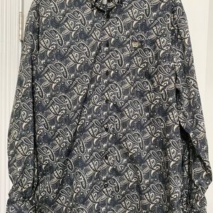 Cinch Men's Navy and White Paisley Button Down Shirt